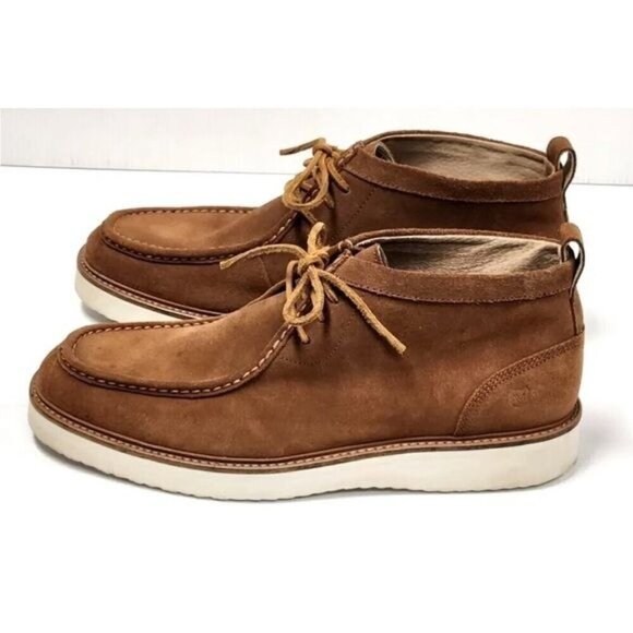 ANDREW MARC HAVEN CARIBOU/ WHITE/DK CYMBAL CHUKKA SUEDE LACE UP BOOT size 13 - Picture 3 of 9